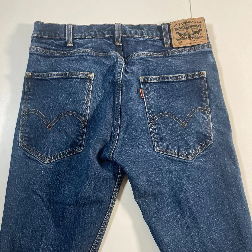 Levi's 510 Jeans 30x31 Orange Tab Slim Dark Wash Faded Denim USA (Tag 32x34)
