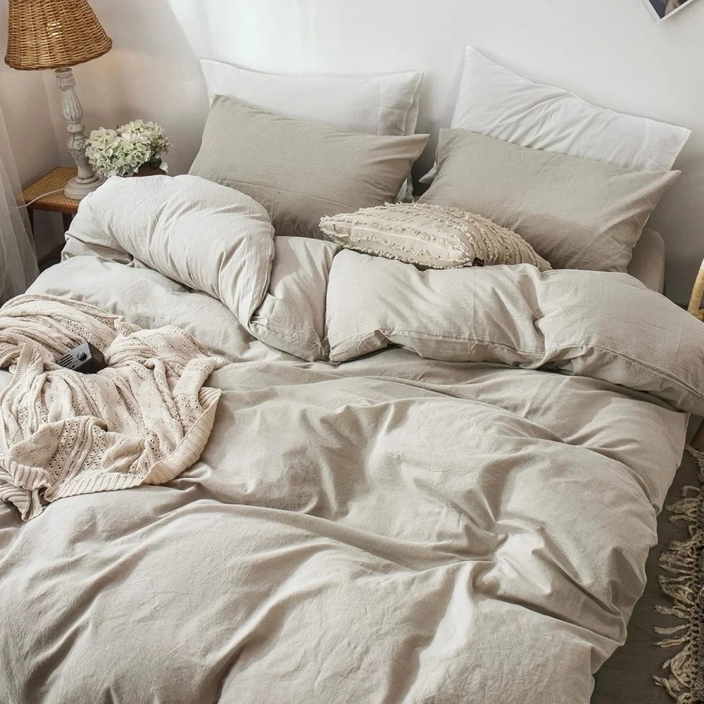 Bedding Duvet Cover Set 100% Washed Cotton - Full