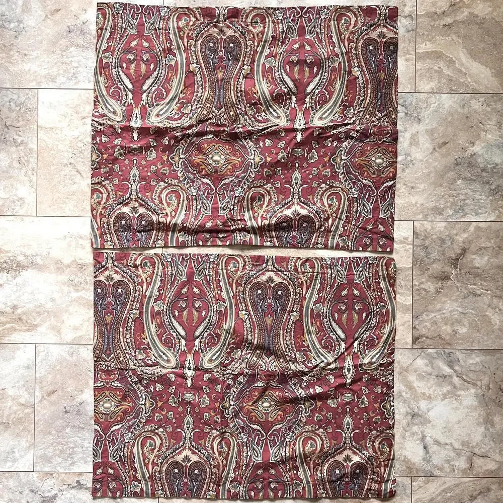 Set Of 2 LRL Ralph Lauren Nantucket Red Paisley Standard Pillowcase