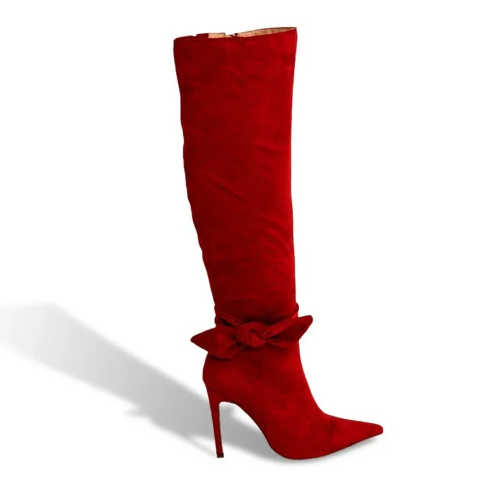 Women’s Pointy Toe Suede Stiletto Knee High Boots