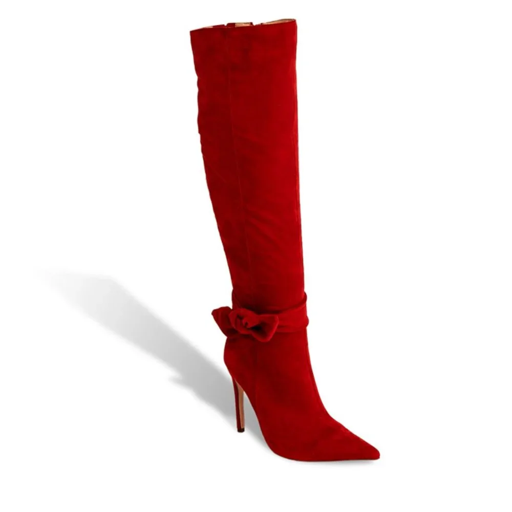Women’s Pointy Toe Suede Stiletto Knee High Boots