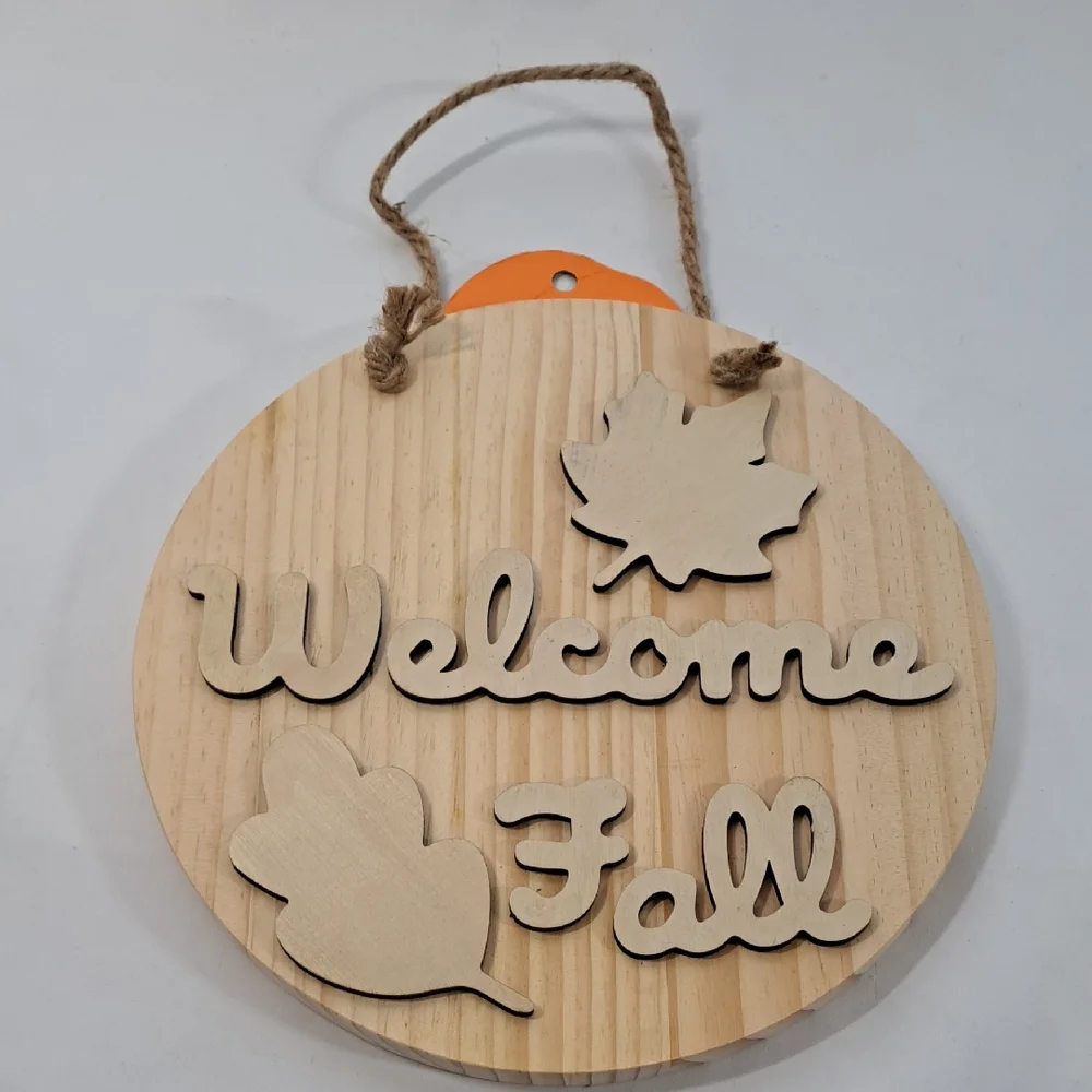 Target Wooden Welcome Fall Sign with Leaves - Natural and Cream