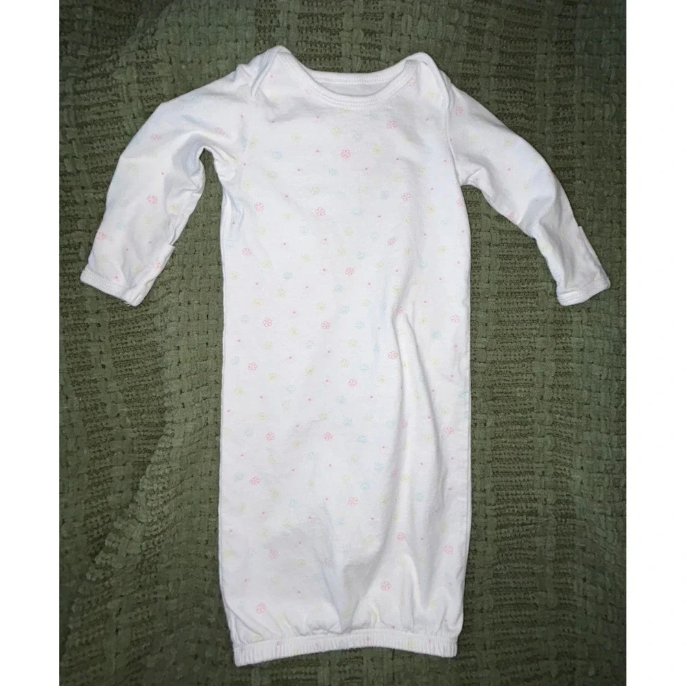 Circo One Size Baby Gown Floral Print White Long Sleeve Sleepwear