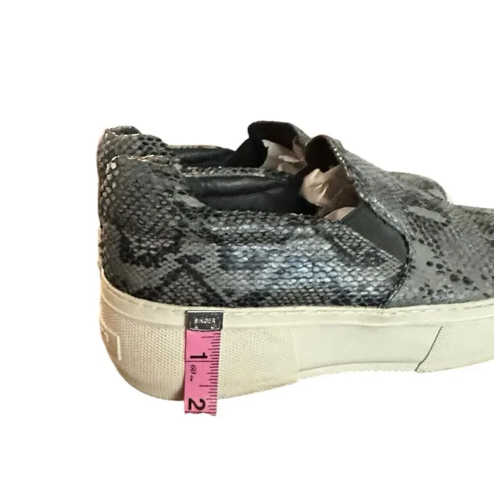 J Slides SlipOn Platform Sneaker Snake-Embossed Cleo Leather Black Size 9.5