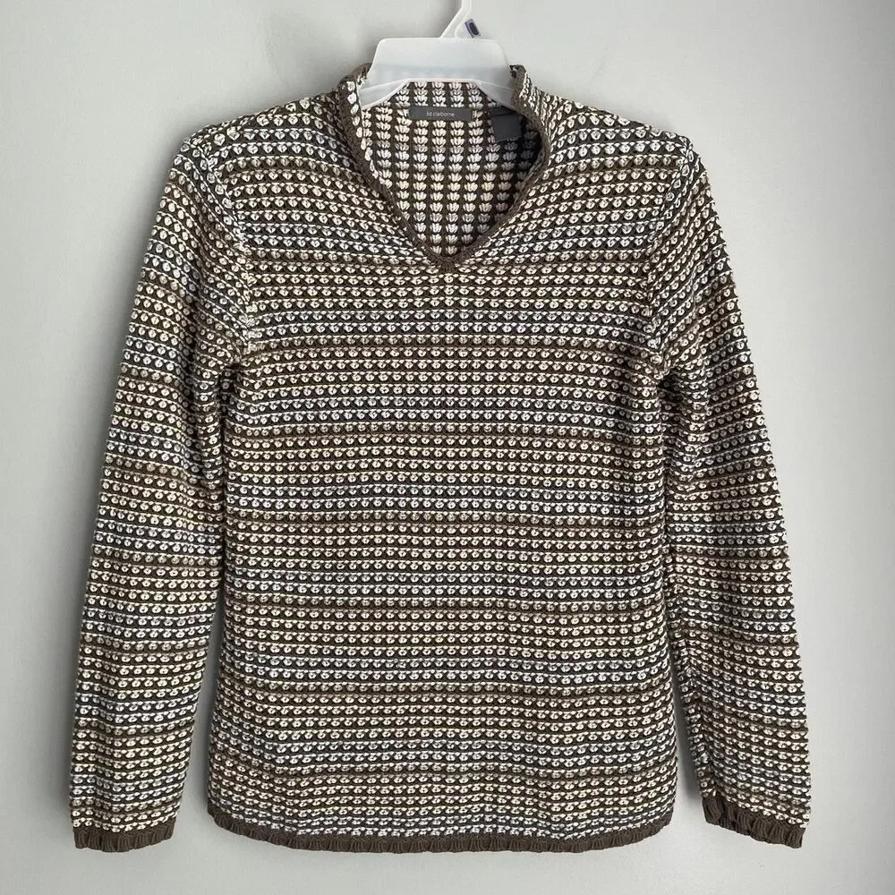Vintage Liz Claiborne Knit Sweater Women's Size M Rainbow Bobble Popcorn Knit
