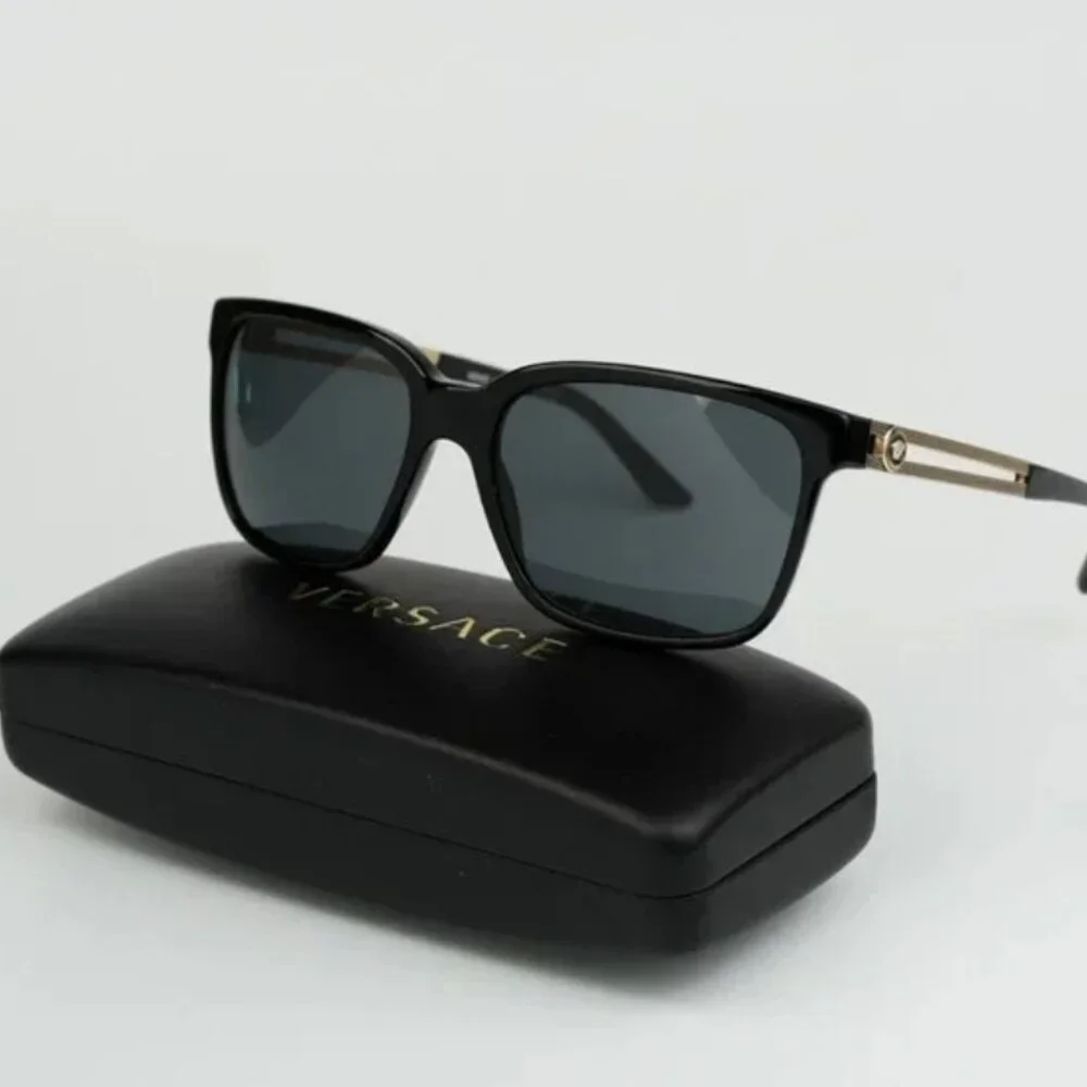 NEW Versace Black Grey Square Unisex Sunglasses