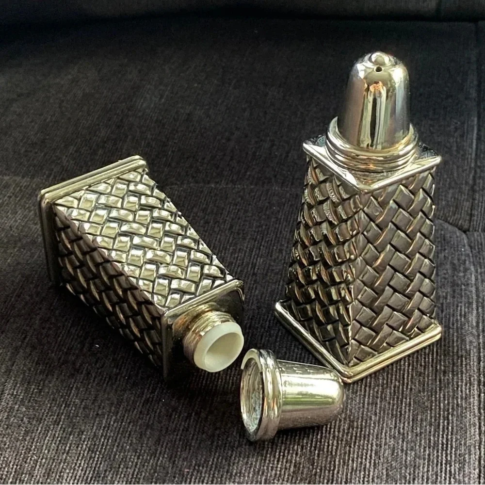 Vintage Godinger Silver Salt & Pepper Shaker Set Neiman Marcus Braided Design