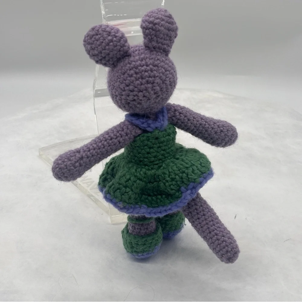 Handcrafted Purple and Green Mouse Toy