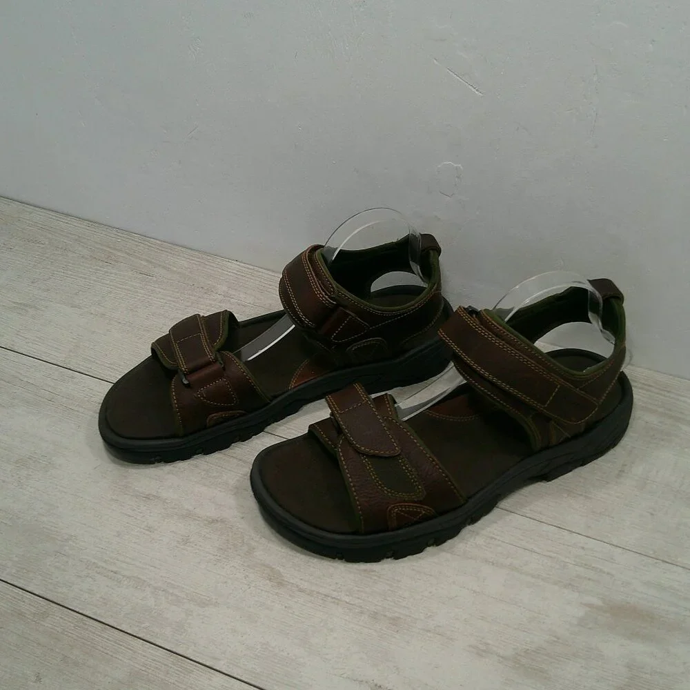 Rockport Men's Rocklake Brown Conag Brown Leather Sport Sandals Size 13 M