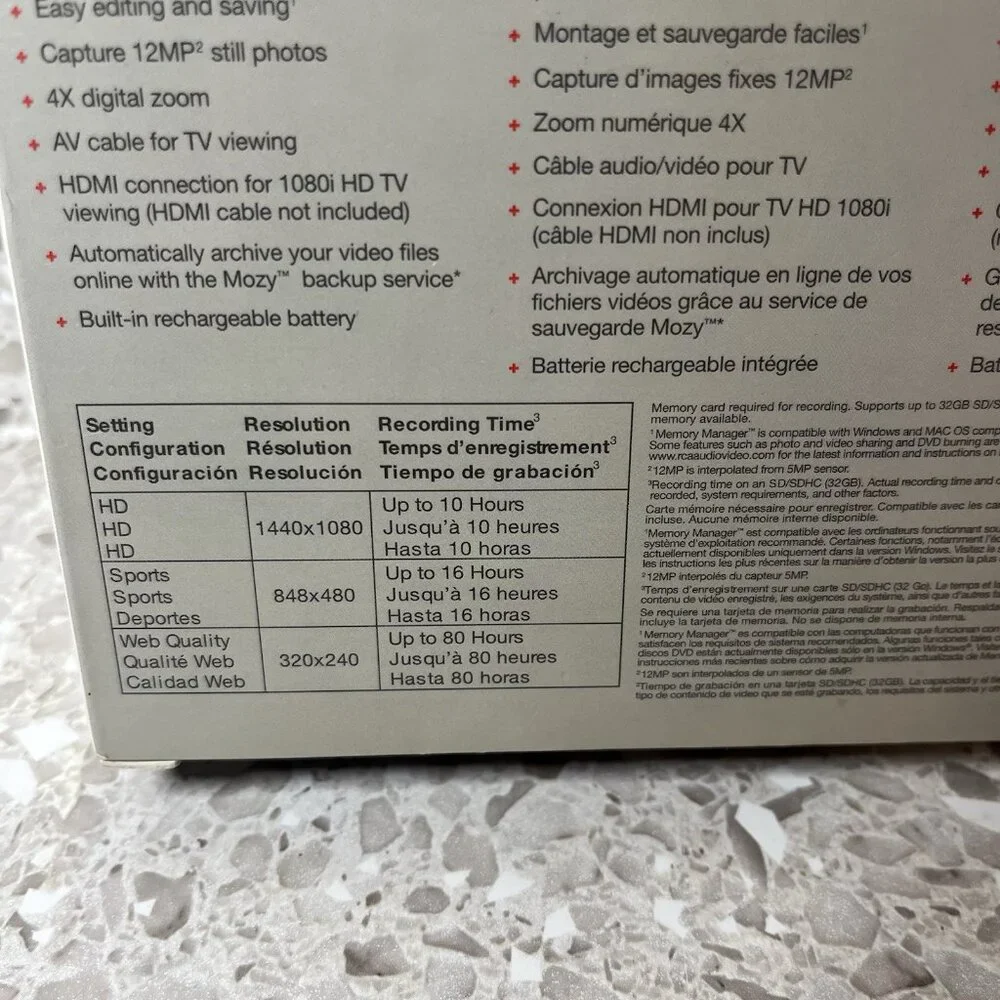RCA Cognizant EZ3100 Digital Handheld Camcorder HD1080p HDMI Connection Black