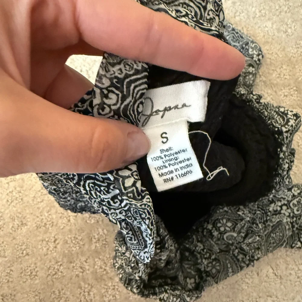 3 for $15 Japna Black Gray Paisley Print Smocked Blouse Cottagecore Whimsigoth