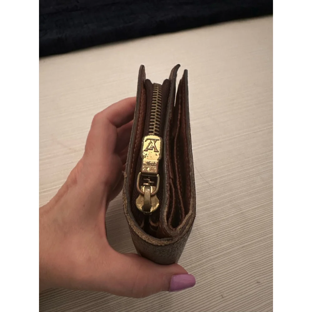 Louis Vuitton Brown & Tan Monogram Snap & Zip Wallet