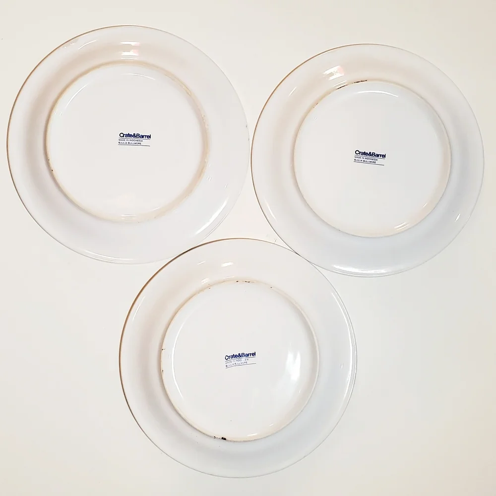(3) Crate&Barrel Julia Bullmore Decorative Winter Skating Holiday Season Plates