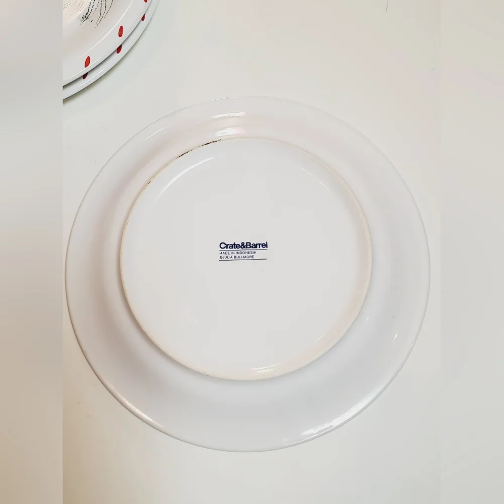 (3) Crate&Barrel Julia Bullmore Decorative Winter Skating Holiday Season Plates