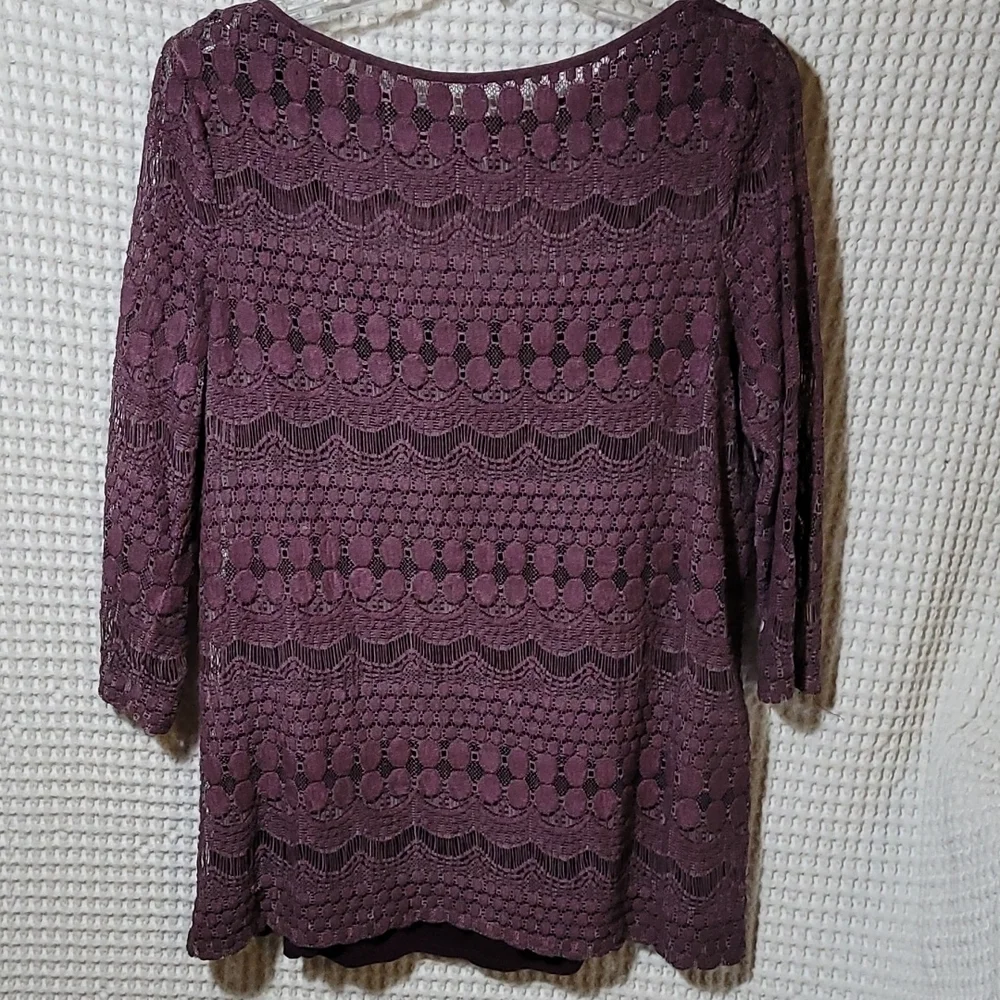 Max Jeans* Plum Open Weave Top* Sz L