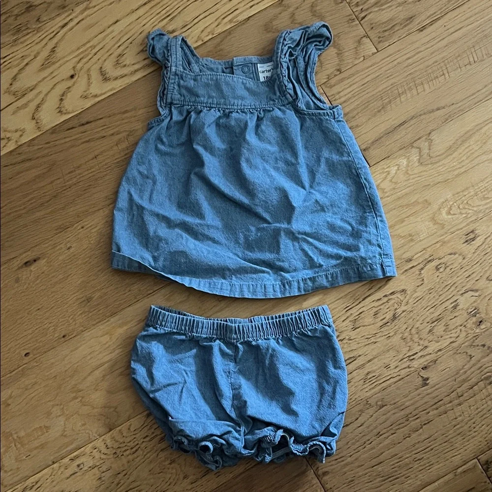 18M - CARTER’S - Blue set dress/panty imitation Denim Outfit