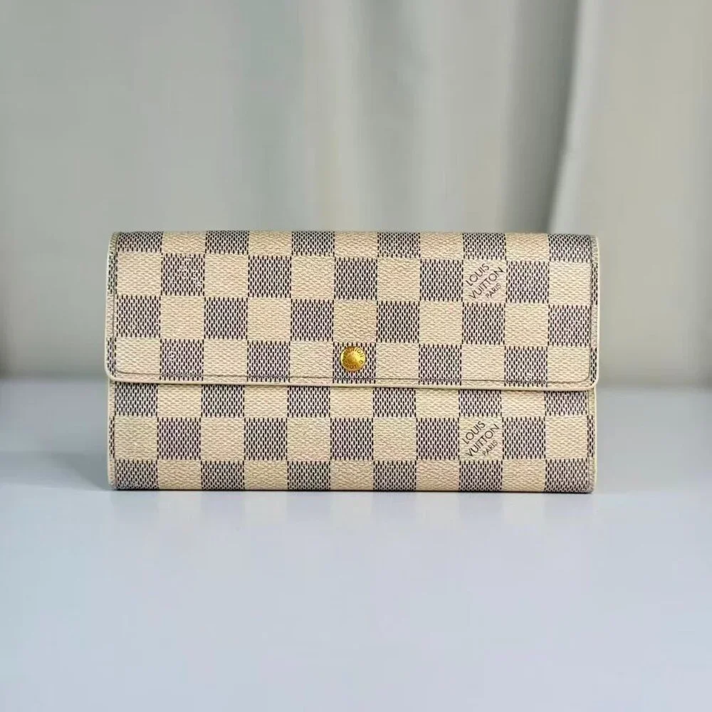 Louis Vuitton Damier Azur Wallet with Classic Checkerboard Design