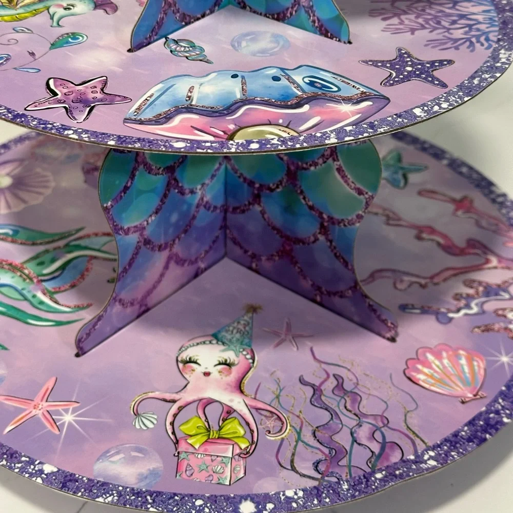 Brand New 3-tier mermaid-themed cupcake or dessert stand 18