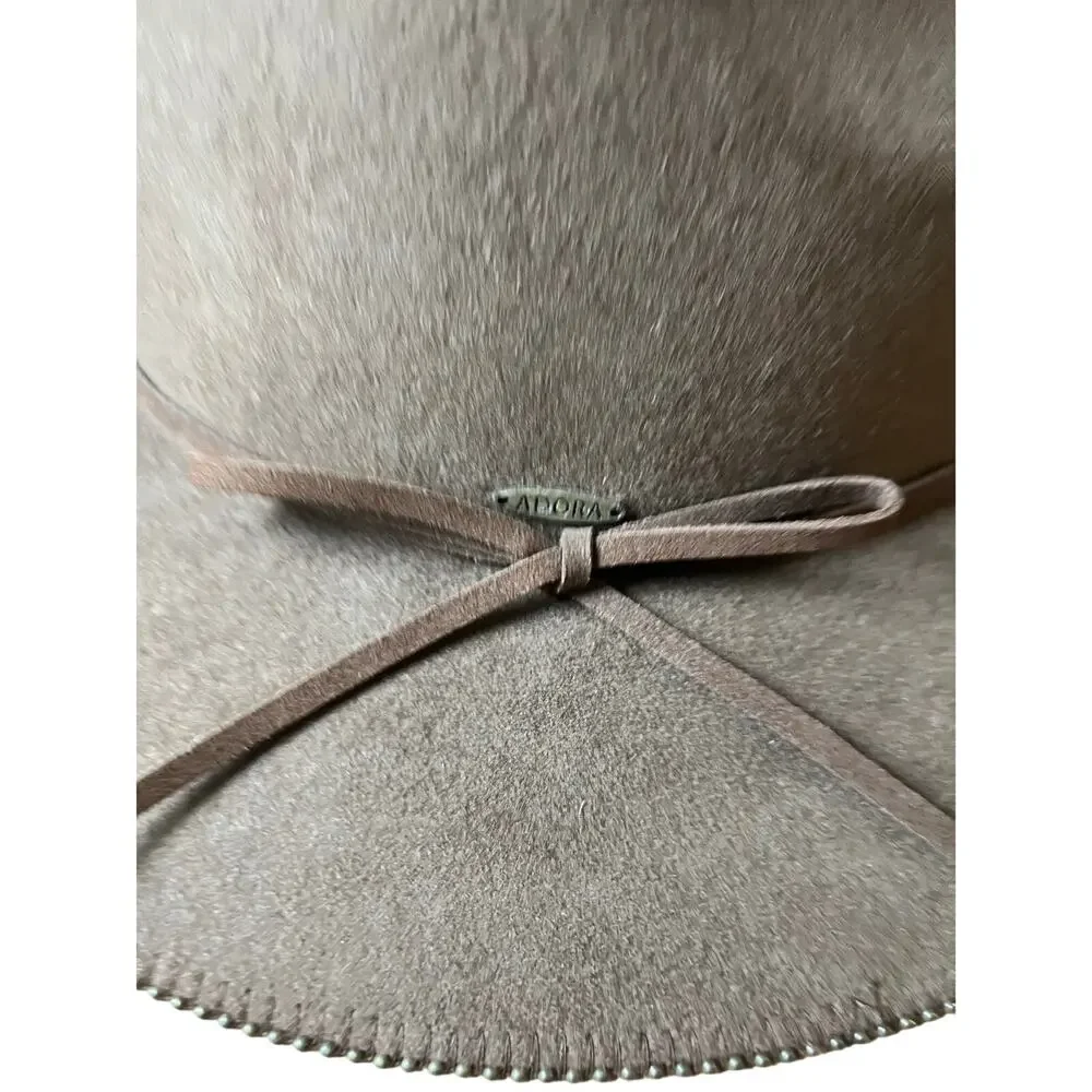 Adora | One size 100% Wool Felt Fedora Hat Small Metal Ball Trim on Brim