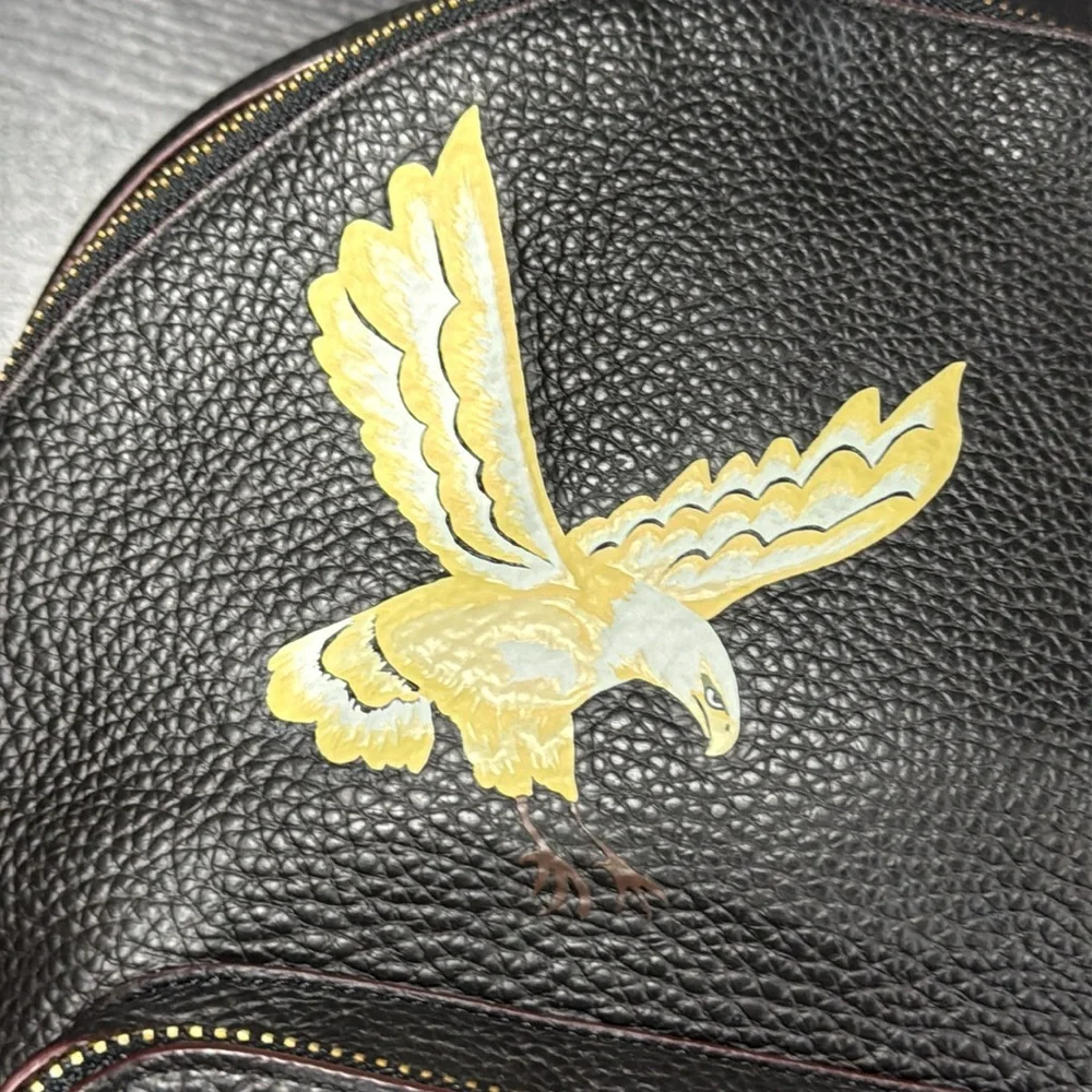 Coach Black Leather Backpack with Skull and Eagle