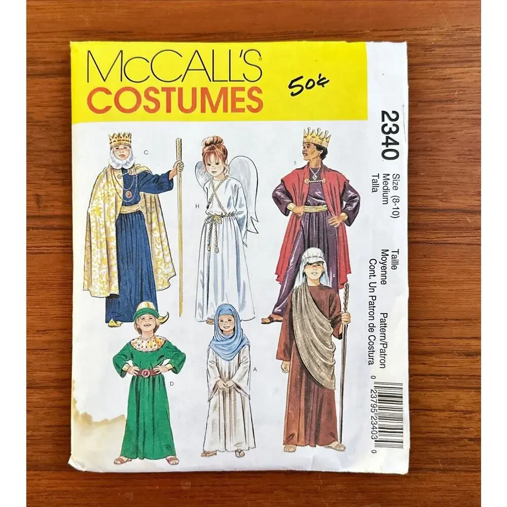 McCALL'S COSTUMES Pattern 2340 UNCUT Size 8-10 Med Robe Halloween Bible Story