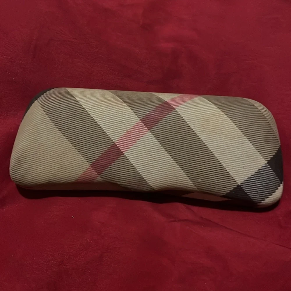 Burberry Beige and Red Plaid Glasses Case