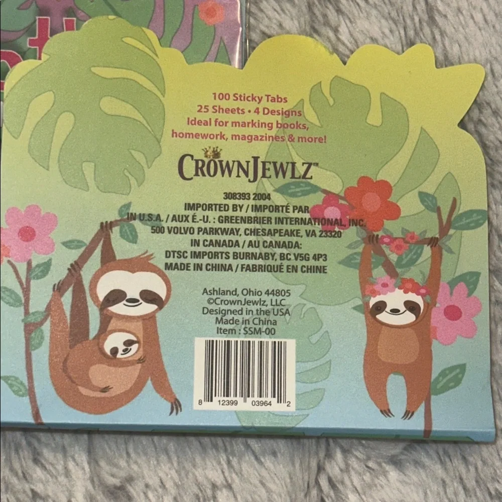 Set of 2 Sloth Page Markers
