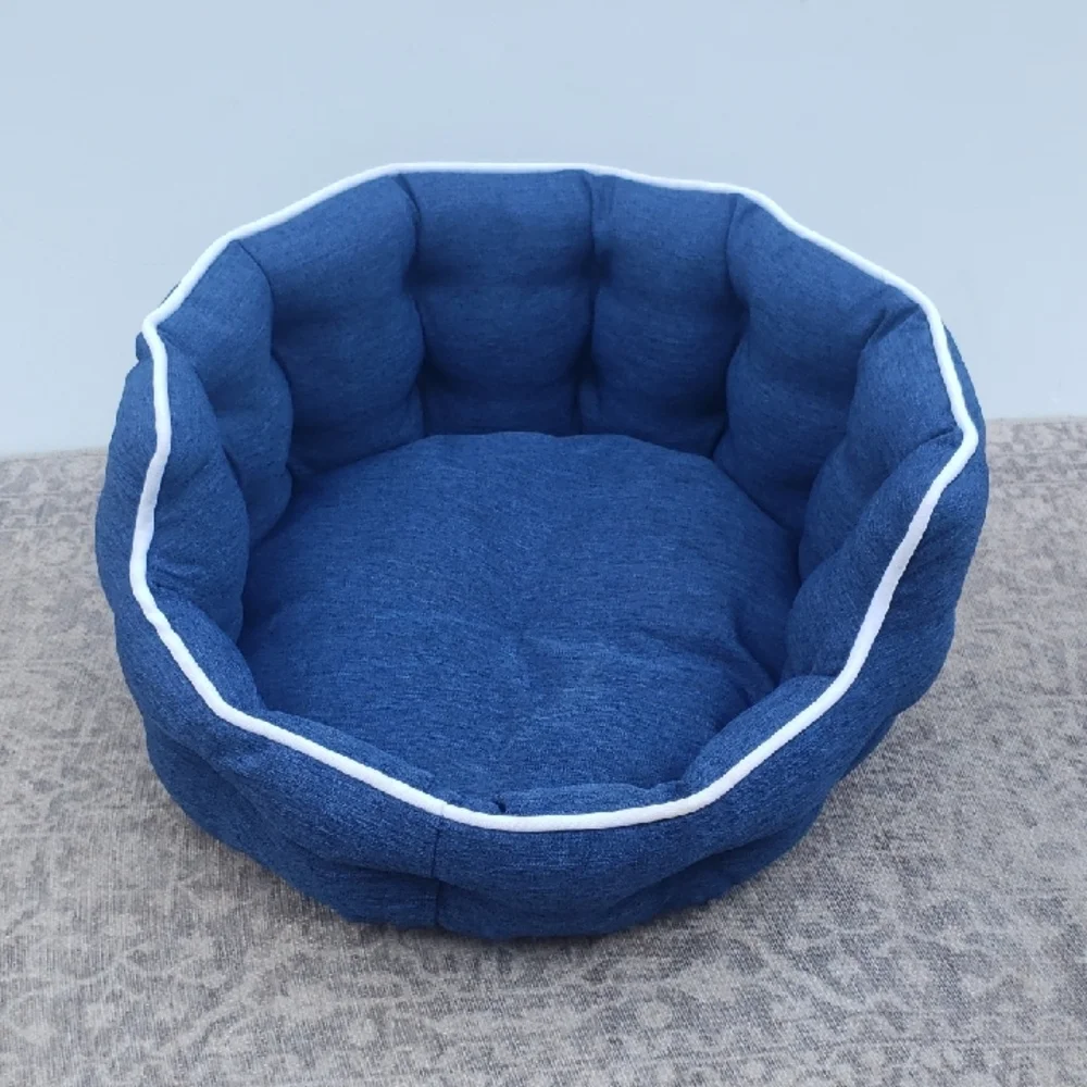 Small Round Blue Dog Bed