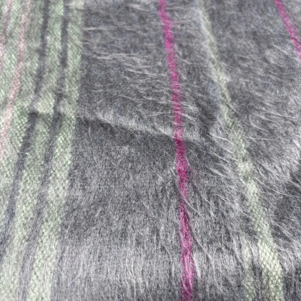 Una Alla Colta Alpaca Blend Scarf Gray Green Blue Unisex Fringe 40