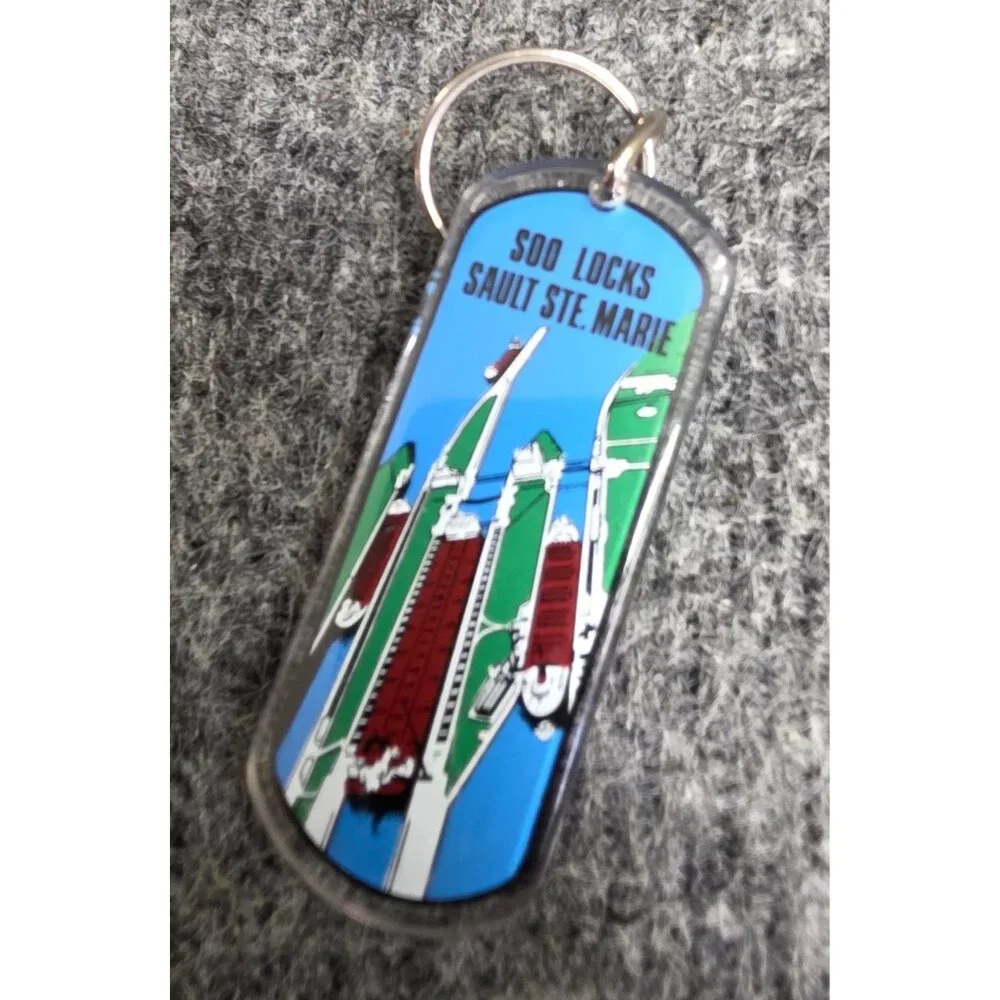 Soo Locks Sault Ste. Marie Keychain With Scenic Design