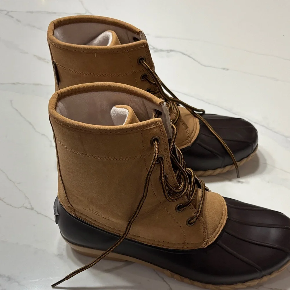 JBU Men's Tan and Dark Brown Rain Boots