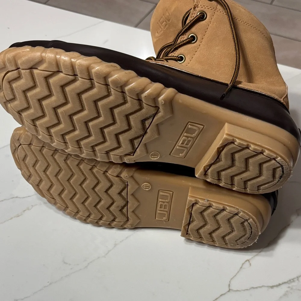 JBU Men's Tan and Dark Brown Rain Boots