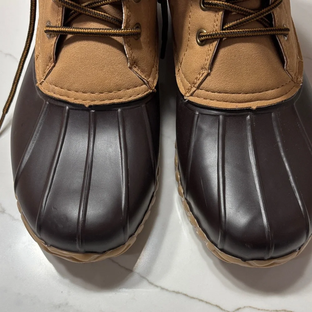 JBU Men's Tan and Dark Brown Rain Boots