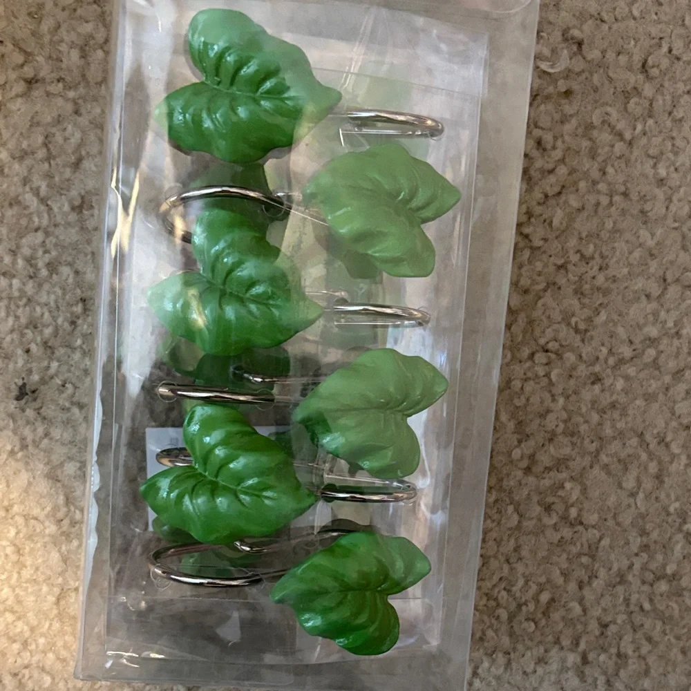 Green Leaf Shower Curtain Hooks