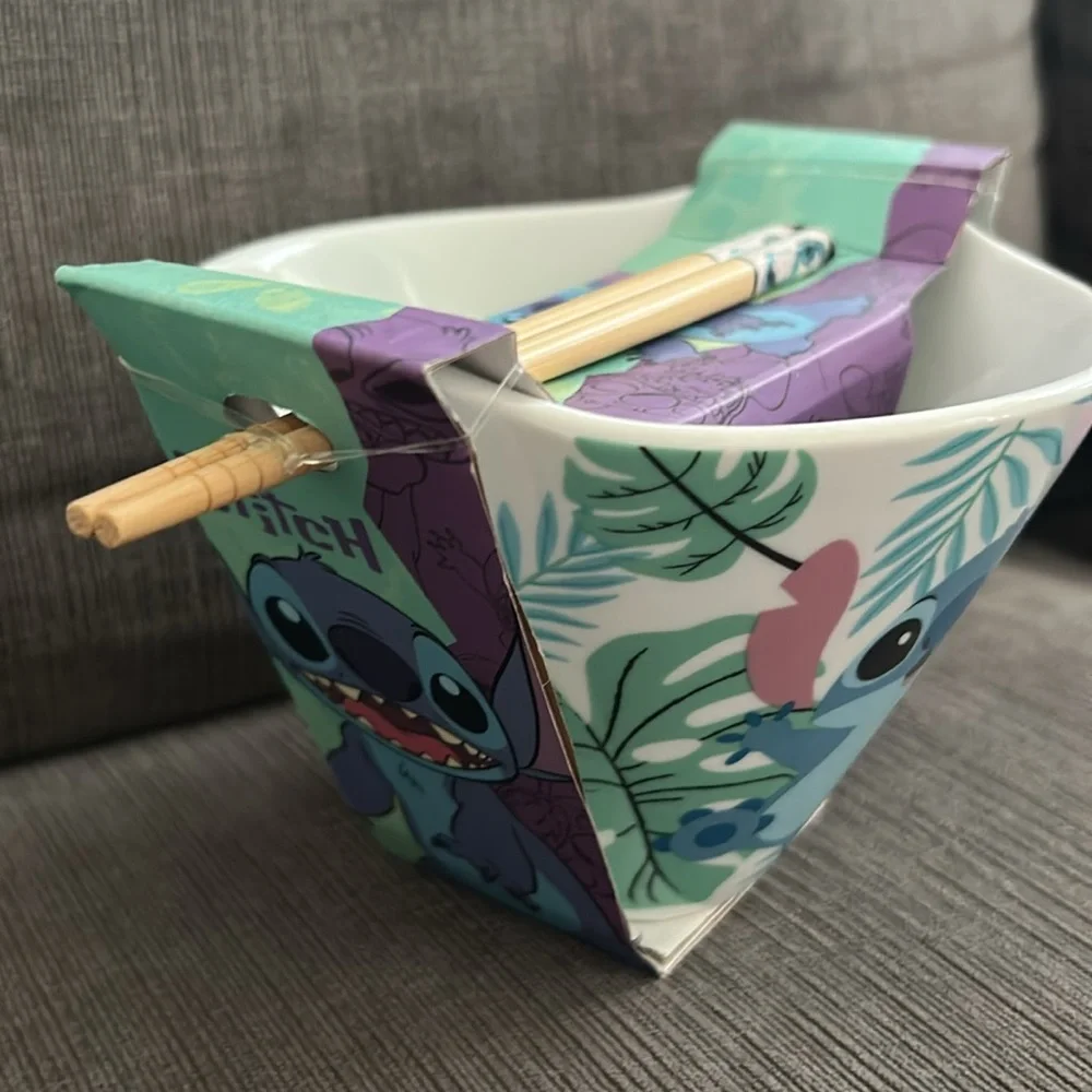 DISNEY STITCH Blue Party Noodle Bowl and Chopsticks