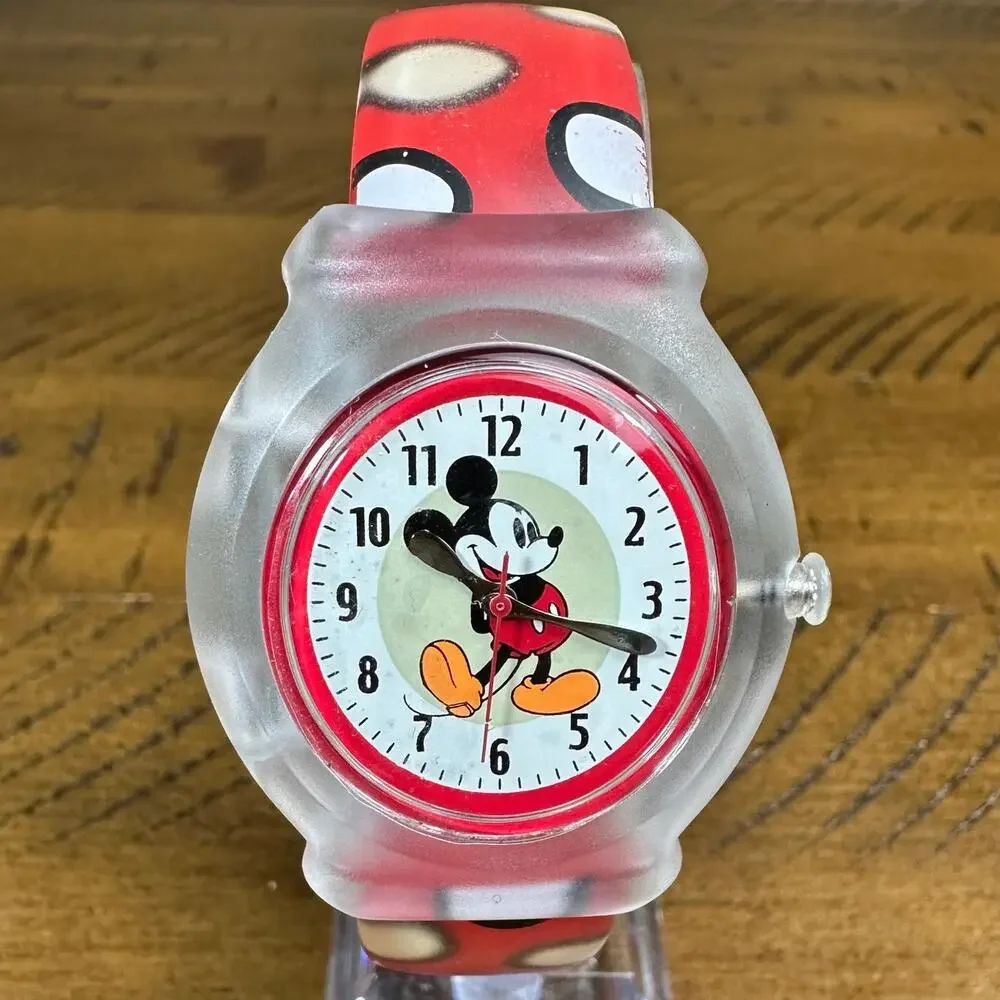 Vintage Red Mickey Mouse Disney Sports Watch for Women New Battery