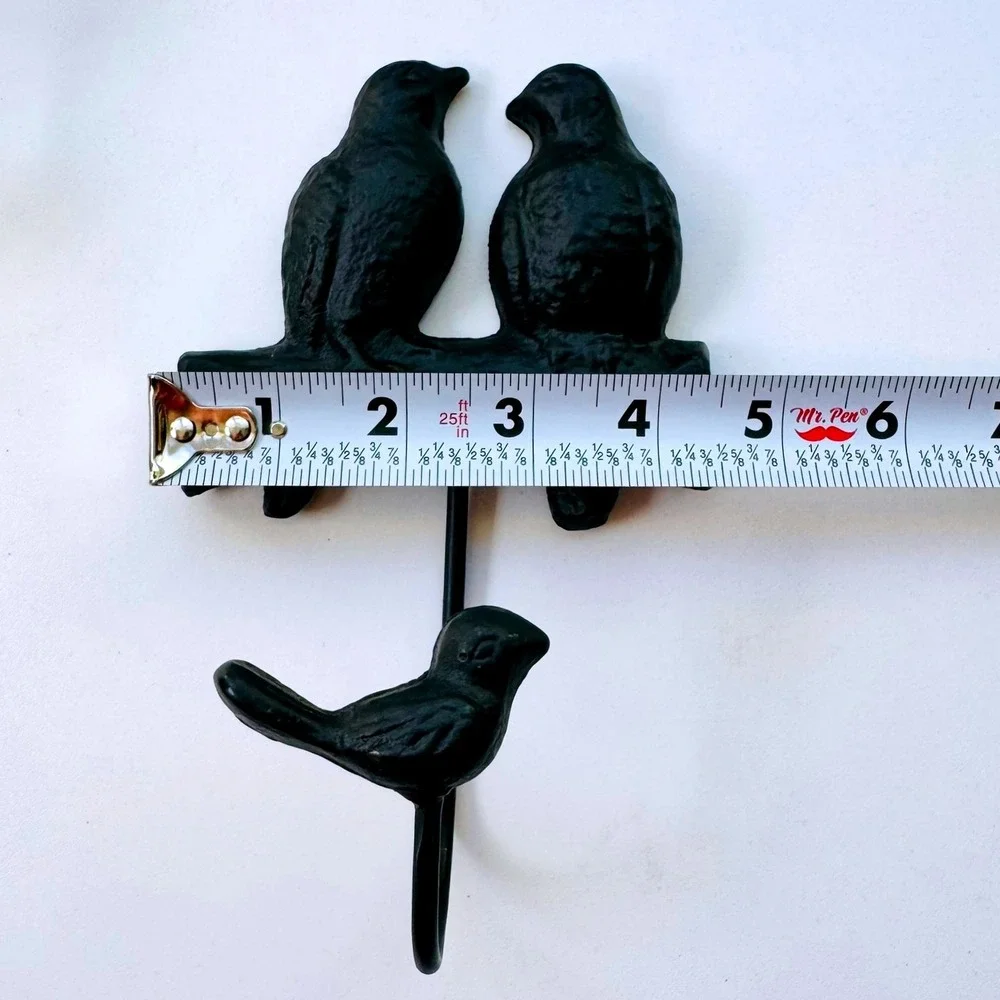 Cast Iron Bird Hooks Wall Mounted Coat Hat Towel Hangers Decorative Pair Rustic