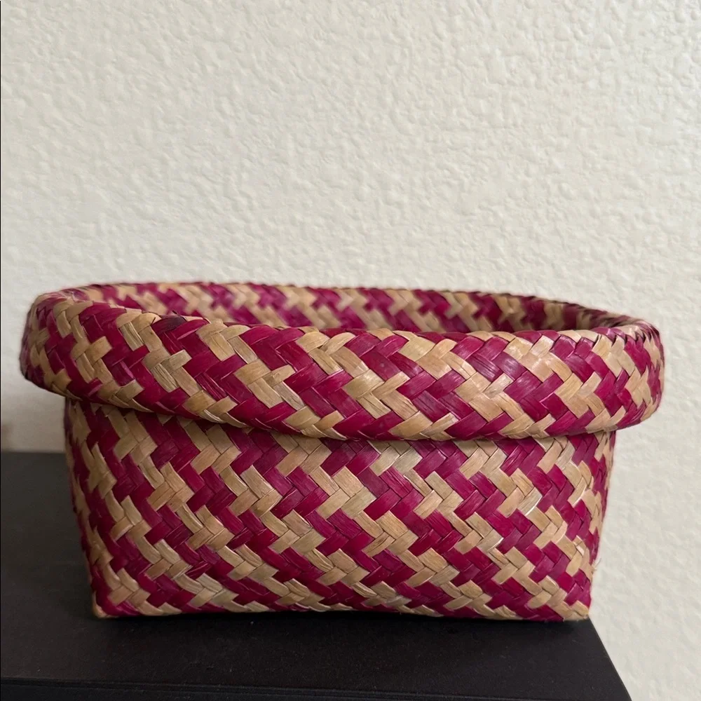 Woven red and Tan Basket