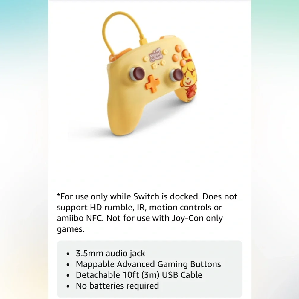 ‼️CLEARANCE‼️ PowerA Enhanced Wired Controller - Animal Crossing: Isabelle