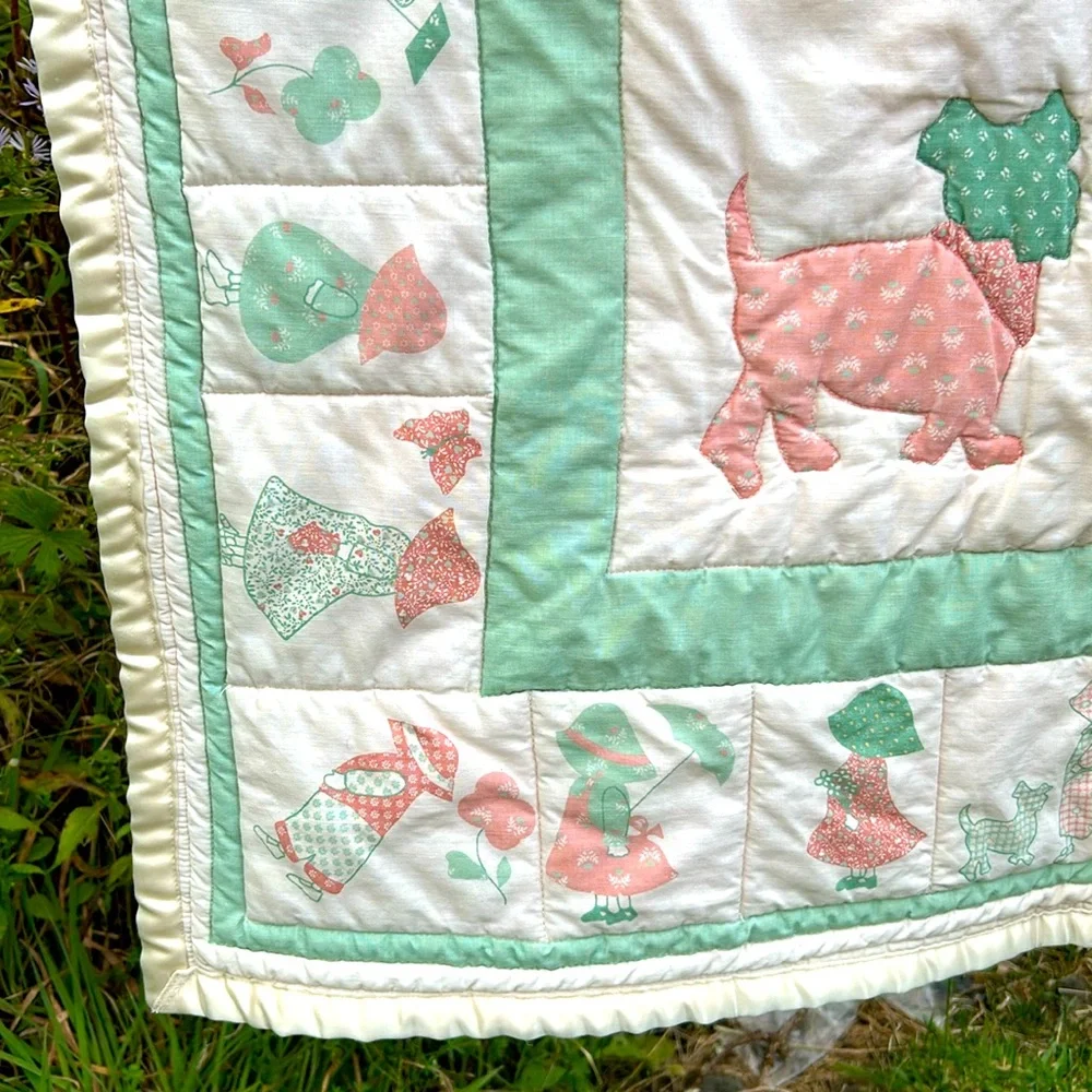 OOAK Handcrafted Quilt Baby Infant Toddler Sunbonnet Sue & Sam Holly Hobby