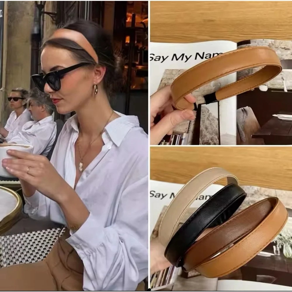 Women's Faux Leather Headband One‎ Size Black