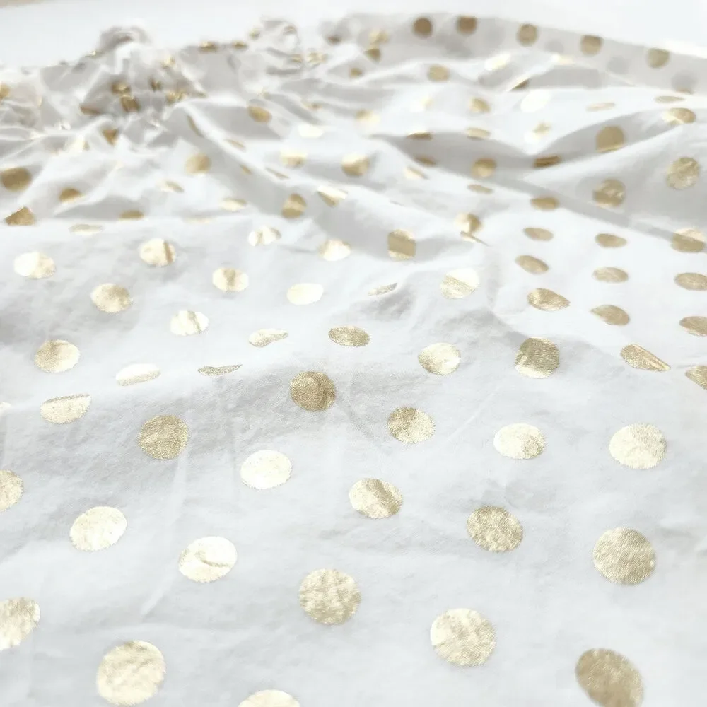 Crewcuts Elaine Bubble Sleeve Blouse with Shiny Gold Polka Dots | Girls Size 10