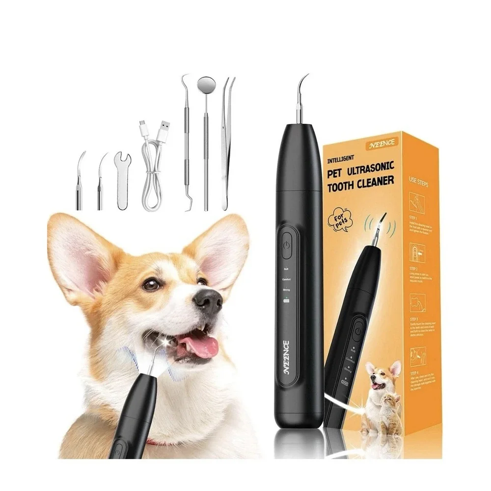 NEENCE Dog Electric Toothbrush Ultrasonic Teeth Cleaner with LED Light for Dogs