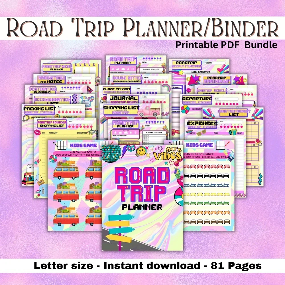Colorful Road Trip Planner Binder
