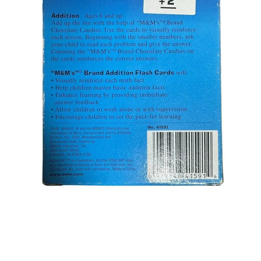 M&M's Multiplication Addition Numbers Flash Cards Math Rose Art Double Sided Lot