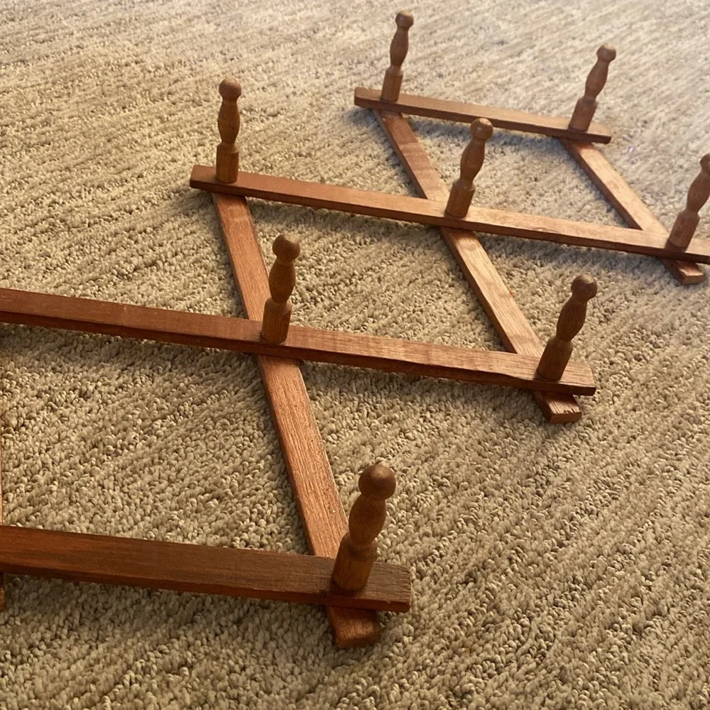 Vintage Wood 10 peg Coat Rack Wall Hanger