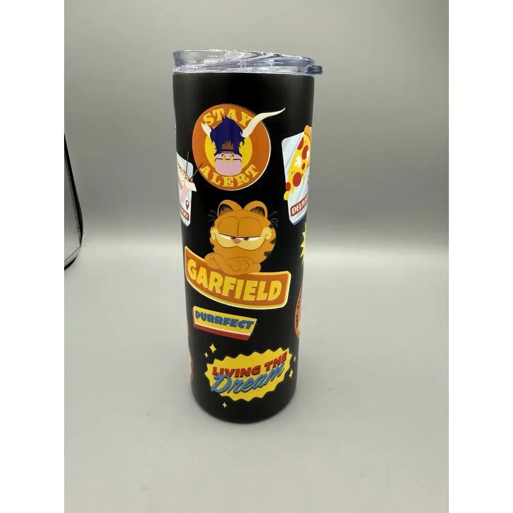 Garfield Movie Promo Tumbler Cup w/ Lid Regal Theaters Exclusive Black 20oz