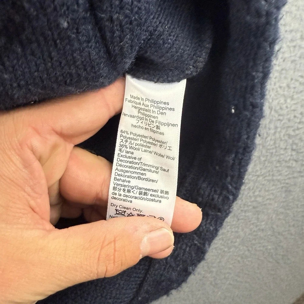 J Crew Jacket Men's L Blue Wool Blended Sweater Fleece Oarsman Minimal Full Zip