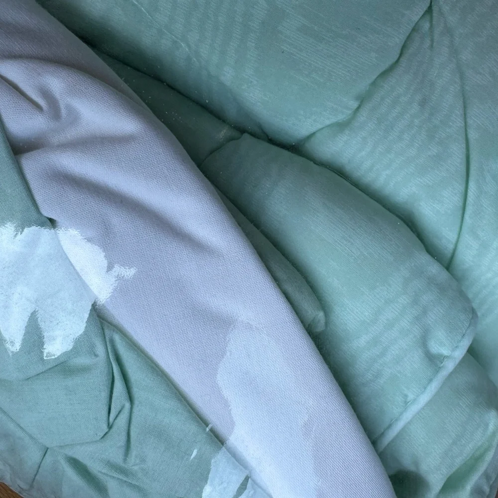 Mint Green white Queen Comforter Set