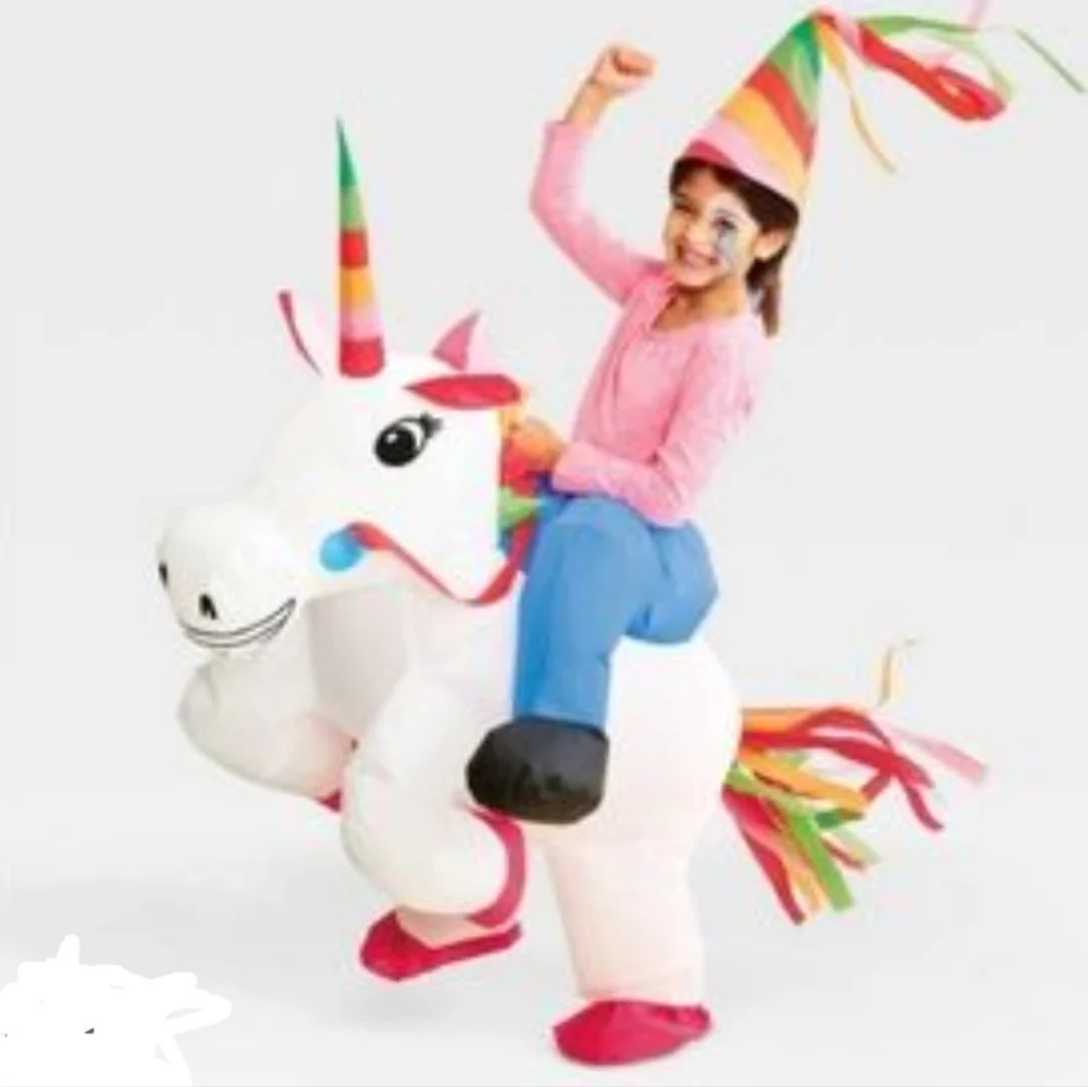 Inflatable Rider Unicorn With Hat Costume
